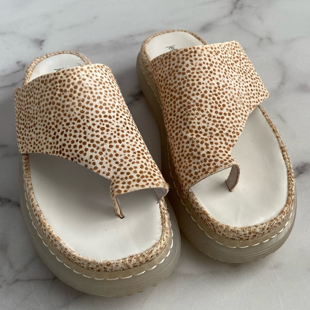 Jeffrey Campbell Chopper Animal Print Platform Leather Sandals Sz 8.5R/9L